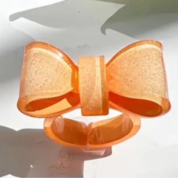 Orange Acrylic Bow Ring - Picture 1 of 1
